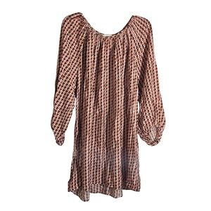 HM Geometric Print Balloon Sleeve Shift Dress Orange Pink Black Womens Medium